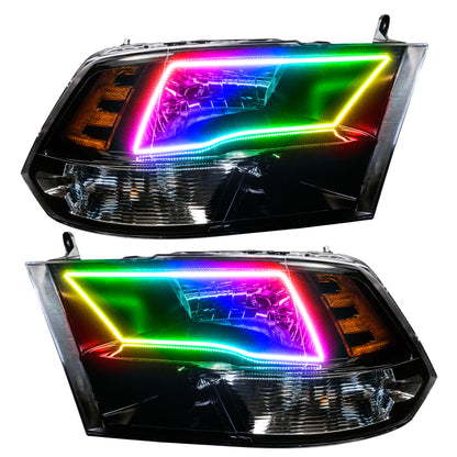 Oracle 09-17 RAM 1500 TRX Quad Pre-Assembled Headlights Blk Housing - w/ BC1 Controller