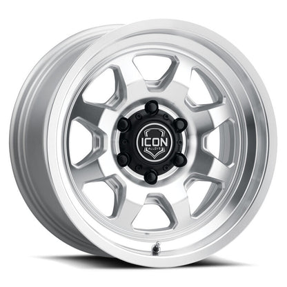 ICON Nuevo 17x8.5 / 6x5.5 / 25mm / 5.75in BS Silver Machined Wheel