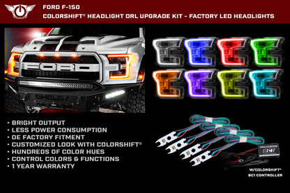Oracle 15-17 Ford F-150 Headlight DRL Upgrade Kit - ColorSHIFT w/ BC1 Controller
