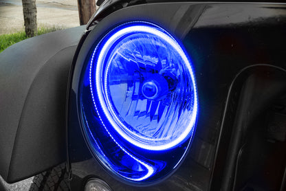 Oracle 07-17 Jeep Wrangler Surface Mount LED Headlight Halo Kit - Blue