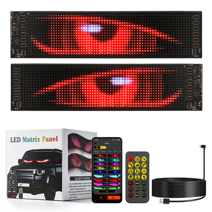 🆕 Two-Pack LED Flexible Programmable Car Screen Light USB APP Control Devil's Eye Atmosphere 14.72x3.62in for Windshield Decoration