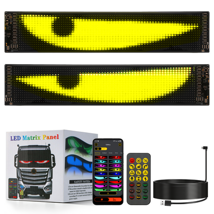 🆕Two-Pack Devil's Eye Atmosphere Light Flexible Programmable USB APP Control Car LED Screen 23.42x4.72in for Windshield Decoration