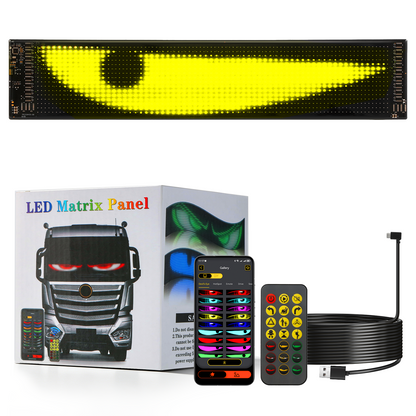 🆕Single Pack Devil's Eye Atmosphere Light Flexible Programmable USB APP Control Car LED Screen 23.42x4.72in for Windshield Decoration