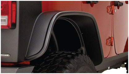 Black Jeep Flat Style Textured Finish Rear Fender Flares For 2007-2018 Jeep Wrangler JK Unlimited 4-Door Bushwacker