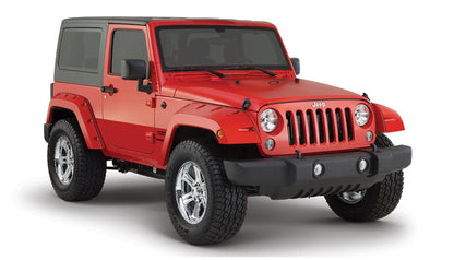 Black Pocket/Rivet Style Smooth Finish Front Fender Flares For 2007-2018 Jeep Wrangler JK Bushwacker