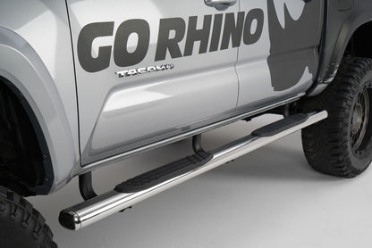 4 Inch 1000 Series SideSteps & Bracket Kit Stainless Steel 2022-2026 Toyota Tundra Extended Cab Go Rhino