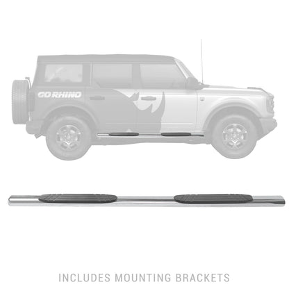 4 Inch 1000 Series Side Steps 73 Inch long Boards 2018-2026 Jeep Wrangler JL 2021-2025 Ford Bronco Go Rhino