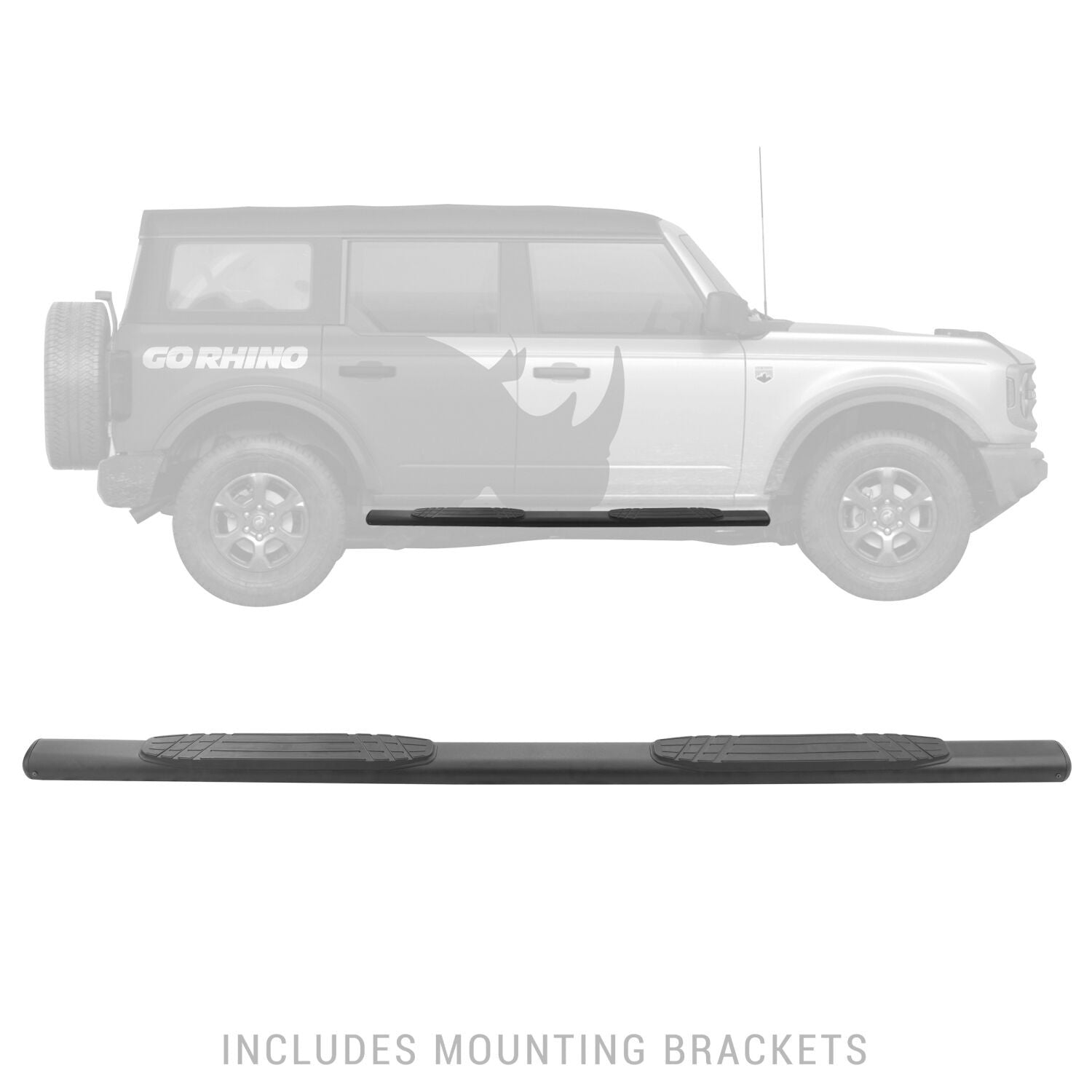 4 Inch 1000 Series Side Steps 73 Inch long Boards 2018-2026 Jeep Wrangler JL 2021-2025 Ford Bronco Go Rhino