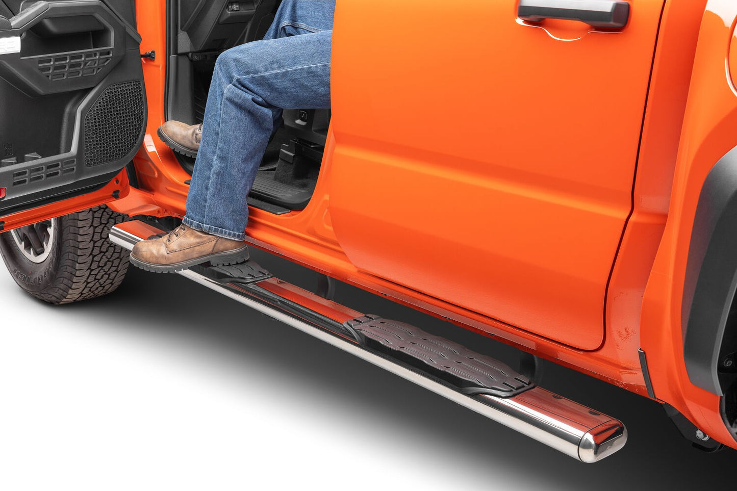 5 Inch 1000 Series Side Steps with Mounting Brackets Kit Polished Stainless Steel 2024-2026 Toyota Tacoma Go Rhino