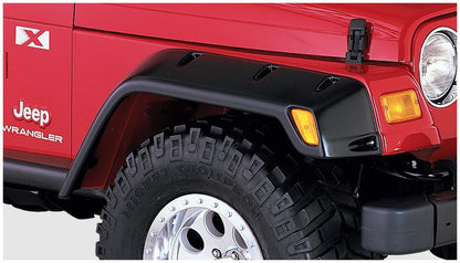 Black Pocket/Rivet Style Textured Finish 4-Piece Fender Flare Set Maximum Flare Coverage For 1997-2006 Jeep Wrangler TJ Bushwacker
