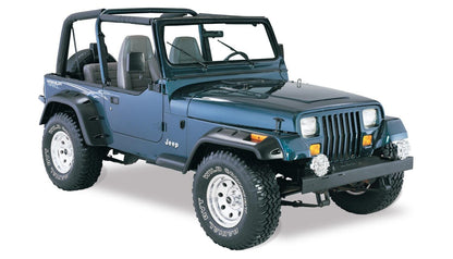 Black Jeep Cutout Style Textured Finish 4-Piece Fender Flare Set For 1987-1995 Jeep Wrangler YJ (Excludes Renegade) Bushwacker