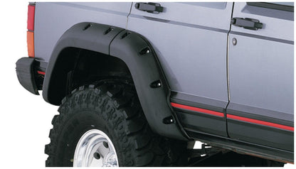 Black Jeep Cutout Style Textured Finish 4-Piece Fender Flare Set For 1984-2001 Jeep Cherokee 4-Door Bushwacker