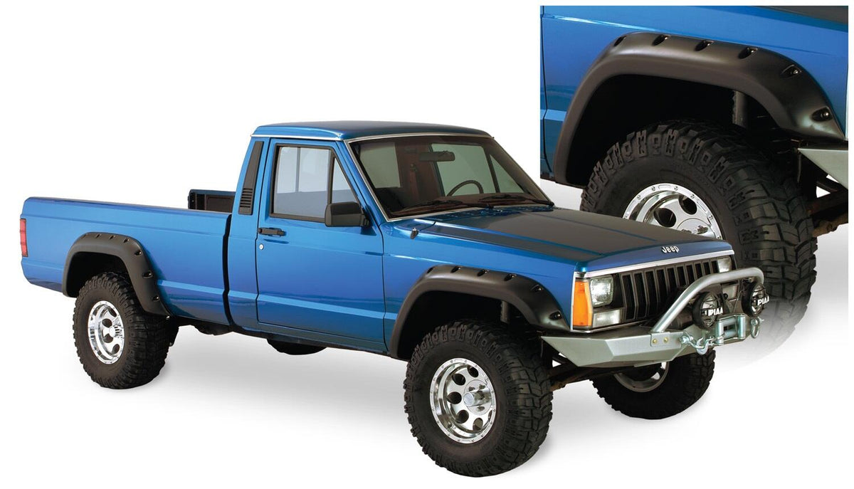 Black Jeep Cutout Style Textured Finish 4-Piece Fender Flare Set For 1984-2001 Jeep Cherokee 2-Door Bushwacker