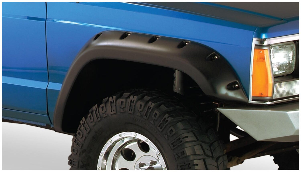 Black Jeep Cutout Style Textured Finish 4-Piece Fender Flare Set For 1984-2001 Jeep Cherokee 2-Door Bushwacker