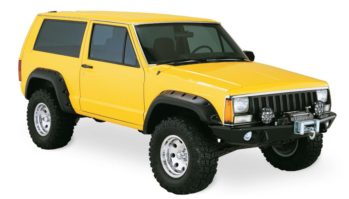 Black Jeep Cutout Style Textured Finish 4-Piece Fender Flare Set For 1984-2001 Jeep Cherokee 2-Door Bushwacker