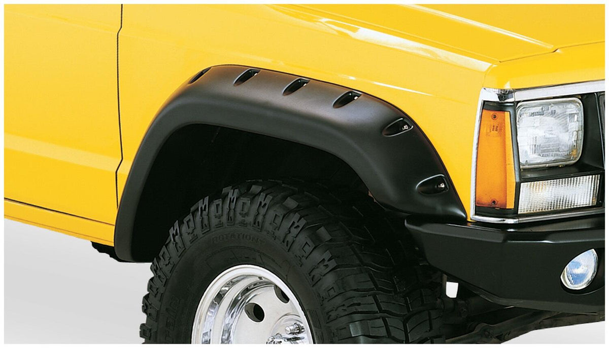Black Jeep Cutout Style Textured Finish 4-Piece Fender Flare Set For 1984-2001 Jeep Cherokee 2-Door Bushwacker