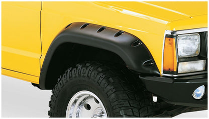 Black Jeep Cutout Style Textured Finish 4-Piece Fender Flare Set For 1984-2001 Jeep Cherokee 2-Door Bushwacker