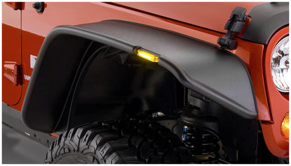 Black Jeep Flat Style Textured Finish 4-Piece Fender Flare Set For 2007-2018 Jeep Wrangler JK Unlimited 4-Door Bushwacker