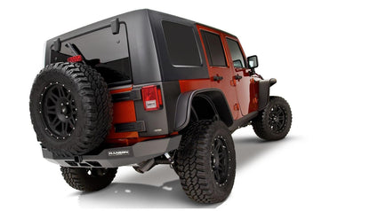 Black Jeep Flat Style Textured Finish 4-Piece Fender Flare Set For 2007-2018 Jeep Wrangler JK Unlimited 4-Door Bushwacker