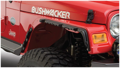 Black Jeep Flat Style Textured Finish 4-Piece Fender Flare Set For 1997-2006 Jeep Wrangler TJ Bushwacker