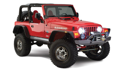 Black Jeep Flat Style Textured Finish 4-Piece Fender Flare Set For 1997-2006 Jeep Wrangler TJ Bushwacker