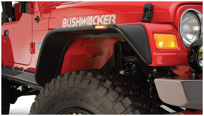 Black Jeep Flat Style Textured Finish 4-Piece Fender Flare Set For 1997-2006 Jeep Wrangler TJ Bushwacker