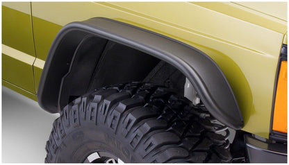 Black Jeep Flat Style Textured Finish 4-Piece Fender Flare Set For 1984-2001 Jeep Cherokee Bushwacker