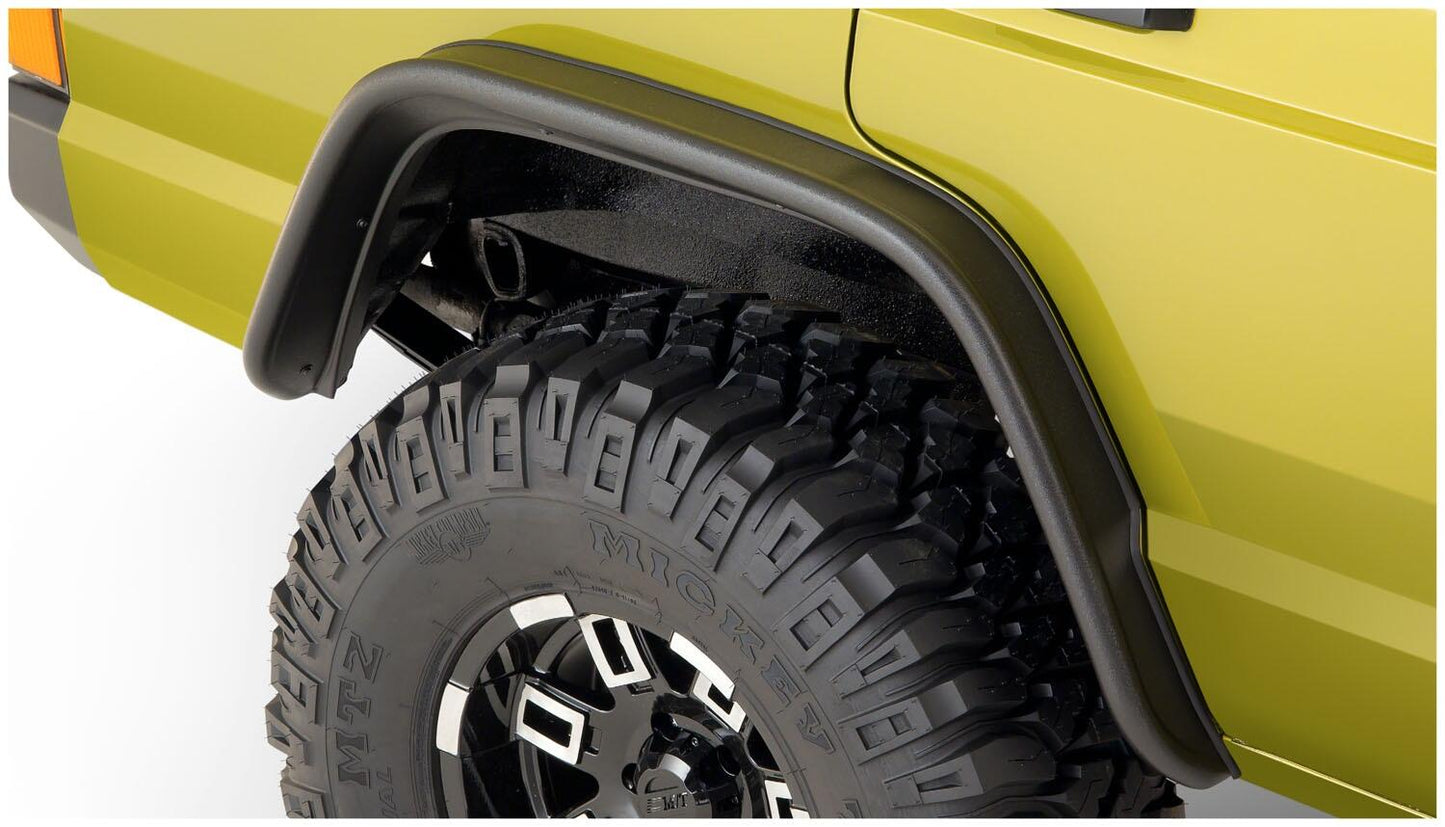 Black Jeep Flat Style Textured Finish 4-Piece Fender Flare Set For 1984-2001 Jeep Cherokee Bushwacker