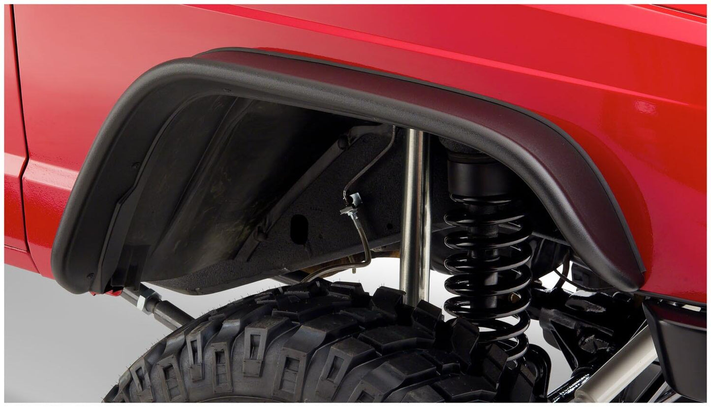 Black Jeep Flat Style Textured Finish 4-Piece Fender Flare Set For 1984-2001 Jeep Cherokee Bushwacker