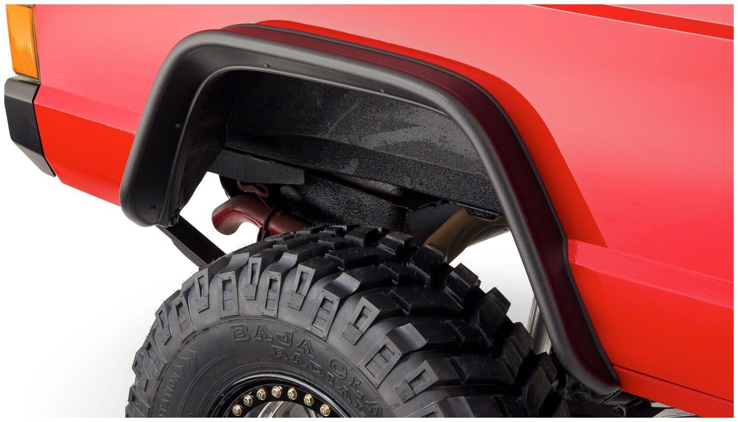 Black Jeep Flat Style Textured Finish 4-Piece Fender Flare Set For 1984-2001 Jeep Cherokee Bushwacker
