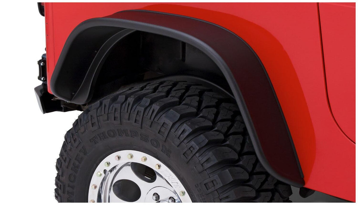 Black Jeep Flat Style Textured Finish 4-Piece Fender Flare Set For 1987-1995 Jeep Wrangler YJ (Excludes Renegade) Bushwacker