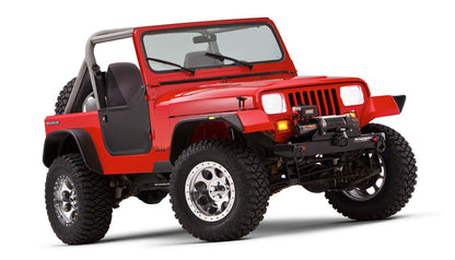 Black Jeep Flat Style Textured Finish 4-Piece Fender Flare Set For 1987-1995 Jeep Wrangler YJ (Excludes Renegade) Bushwacker