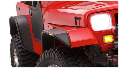 Black Jeep Flat Style Textured Finish 4-Piece Fender Flare Set For 1987-1995 Jeep Wrangler YJ (Excludes Renegade) Bushwacker