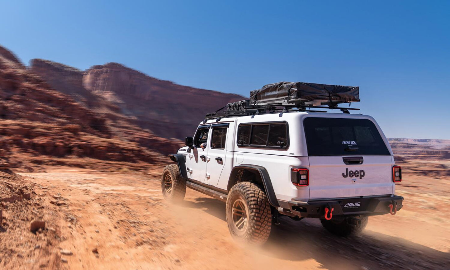 Black Jeep Flat Style Textured Finish 4-Piece Fender Flare Set For 2020-2023 Jeep Gladiator Launch Edition Bushwacker