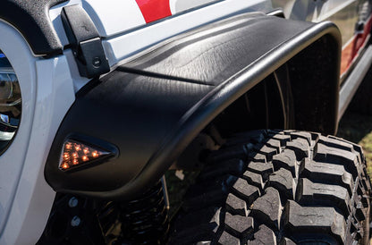 Black Jeep Flat Style Textured Finish 4-Piece Fender Flare Set For 2020-2023 Jeep Gladiator Launch Edition Bushwacker