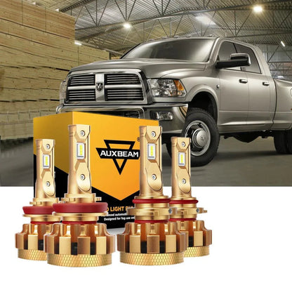 For 2009-2010 Dodge Ram 1500(with 4 headlamps) F-16 Plus Series Built-in Canbus Automotive Grade 14000LM LED Light Bulbs High Low Beam Bundle