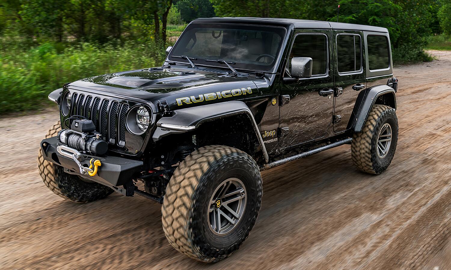 Black Hyperform Flat Style Textured Finish 4 Pc Set Fender Flares For 2018-2023 Jeep Wrangler Bushwacker