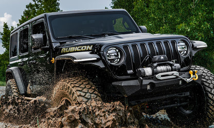 Black Hyperform Flat Style Textured Finish 4 Pc Set Fender Flares For 2018-2023 Jeep Wrangler Bushwacker