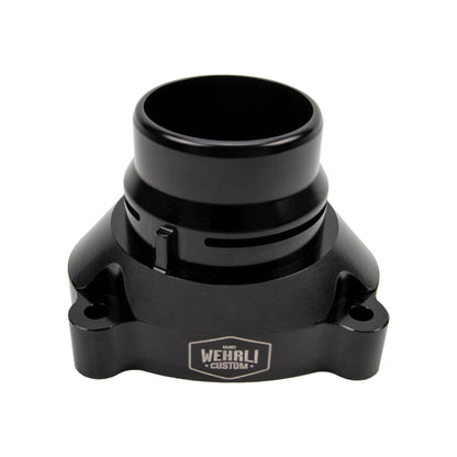 Wehrli 11-25 Ford Power Stroke 6.7L Billet Aluminum Thermostat Housing - Black Anodized