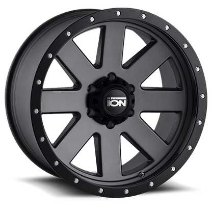 Cast Aluminum Wheels 134 GY 20x10 Black Beadlock Matte Gunmetal Gray ION Wheels