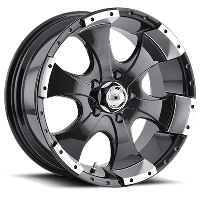 Cast Aluminum Wheels 136 BK 15x6 Machined Lip Black ION Wheels