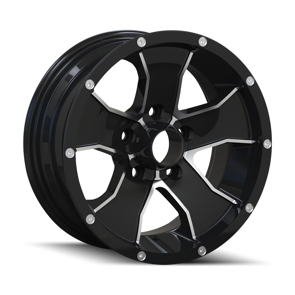 Cast Aluminum Wheels 14 Trailer Wheels 15x6 Machined Face Black ION Wheels