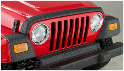 Black Trail Armor Hood Stone Guard And Front Corners For 1997-2006 Jeep Wrangler, 4pc Set Bushwacker