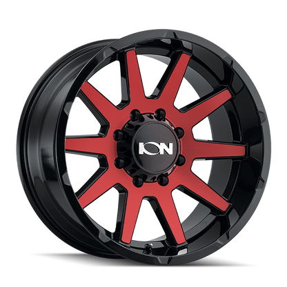 Cast Aluminum Wheels 143 RD 20x10 Red Machined Face Gloss Black ION Wheels