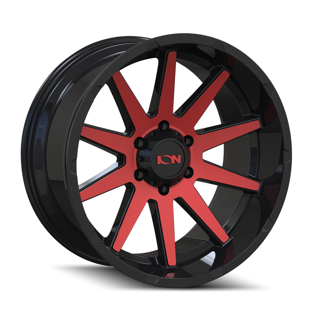 Cast Aluminum Wheels 143 RD 20x9 Red Machined Face Gloss Black ION Wheels