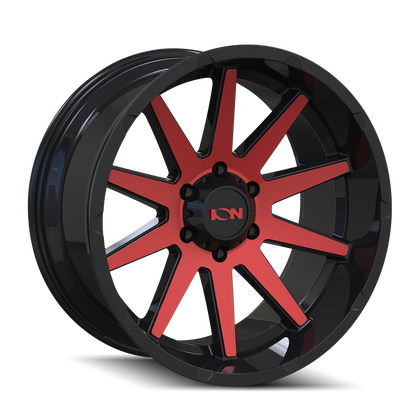 Cast Aluminum Wheels 143 RD 20x9 Red Machined Face Gloss Black ION Wheels