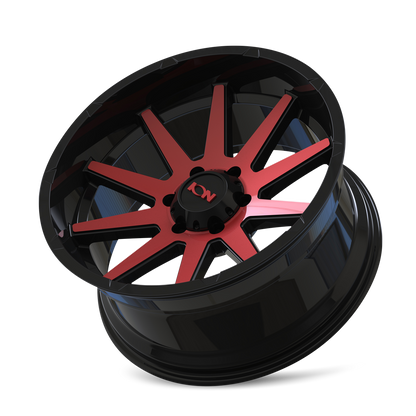 Cast Aluminum Wheels 143 RD 20x9 Red Machined Face Gloss Black ION Wheels