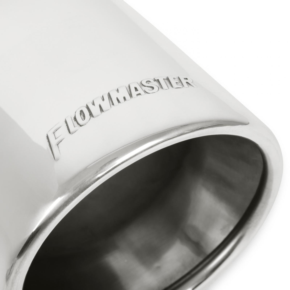 Exhaust Tip Exhaust Tip 4.00 Inch Rolled Angle Polished SS Fits 2.50 Inch Tubing Clamp On Flowmaster