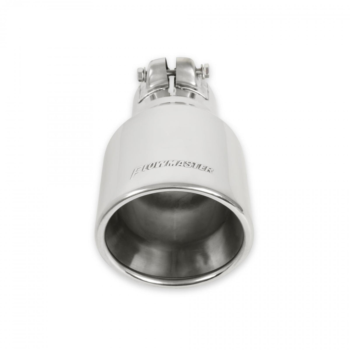 Exhaust Tip Exhaust Tip 4.00 Inch Rolled Angle Polished SS Fits 2.50 Inch Tubing Clamp On Flowmaster