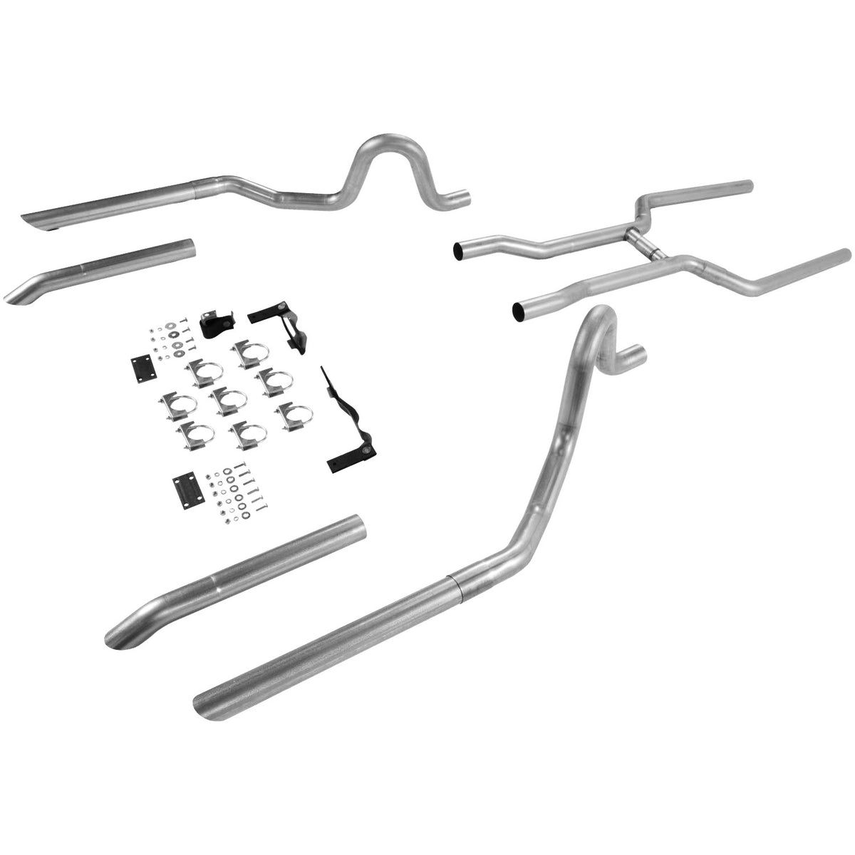 Crossmember-Back Exhaust System Fits 1964-1972 GM A-Body With V8 Engine 2.50 Inch Pipes And Hangers Only Mufflers Sold Separately Flowmaster
